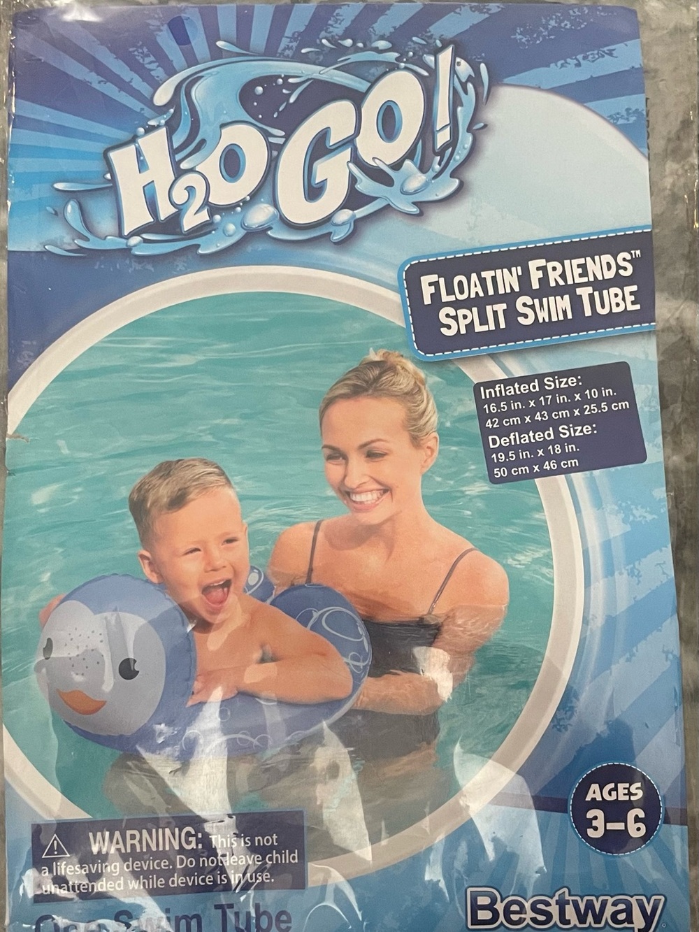 Bestway H2OGO Floatin’ Friends Split Swim Tube Blue Fish Ages 3-6 New Sealed